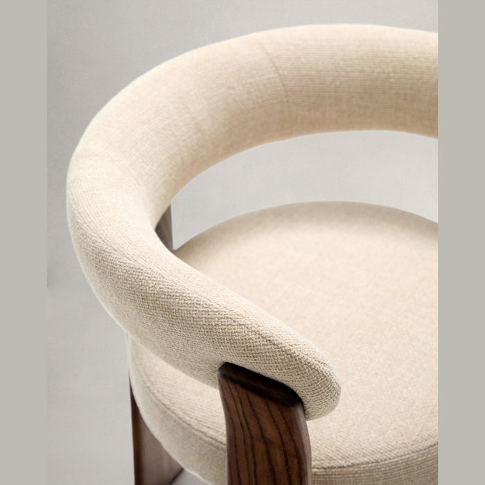 Chaise hévéa noyer et tissu Granite