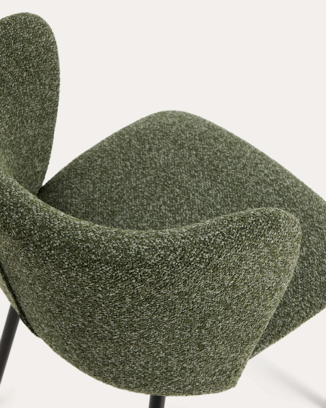 Chaise Avena vert foncé en chenille, vue de détail pieds