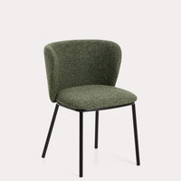 Chaise Avena vert foncé en chenille, vue de face