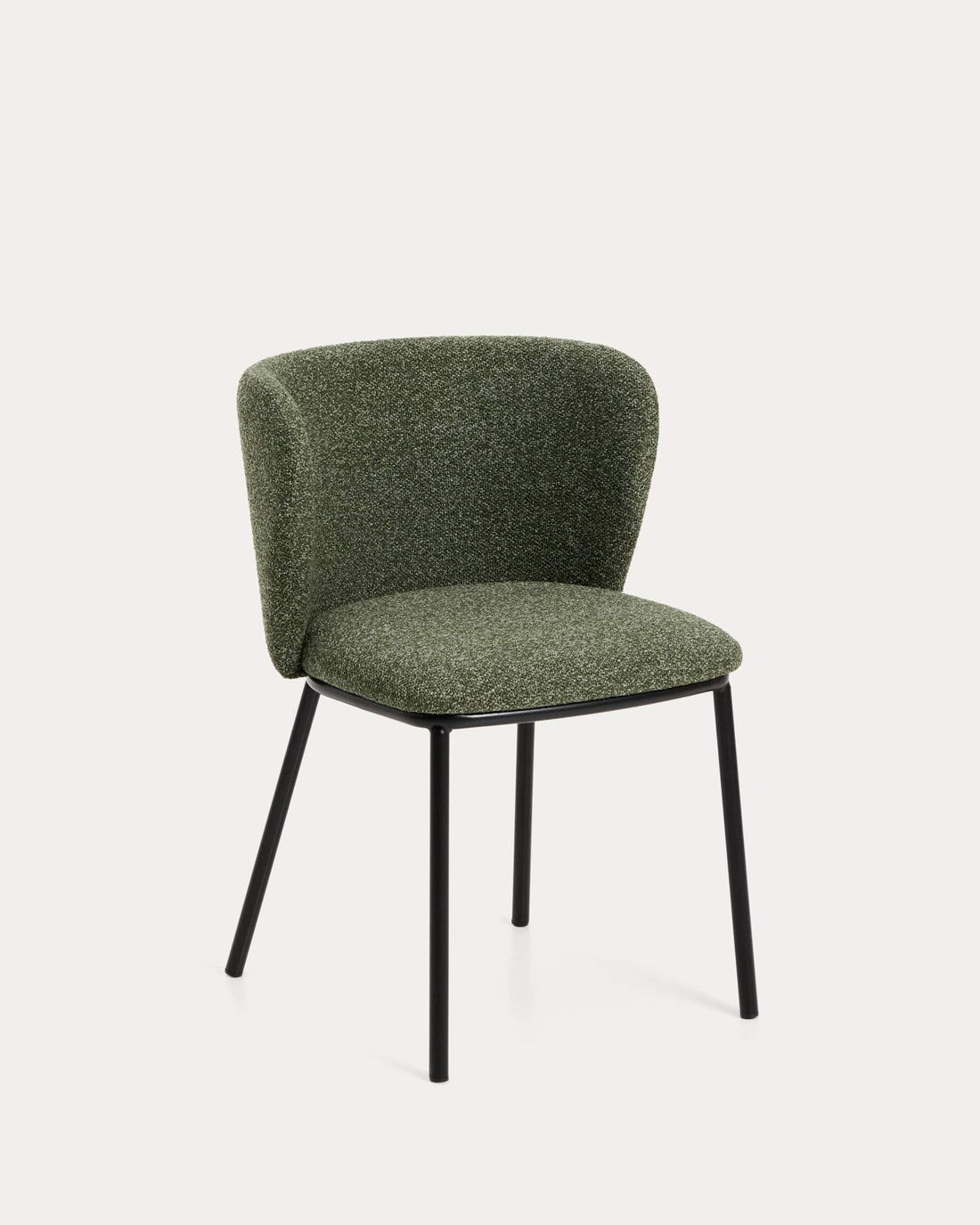 Chaise Avena vert foncé en chenille, vue de face