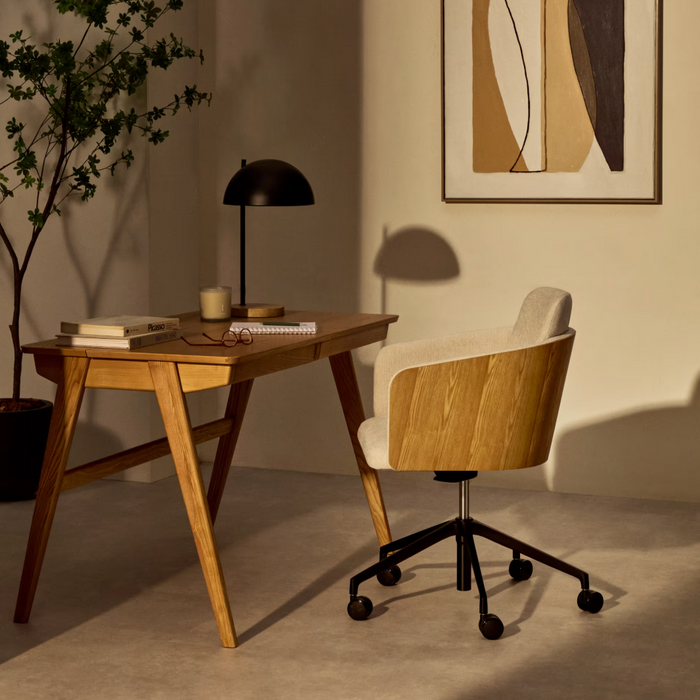 Chaise de bureau tissu et bois Madai