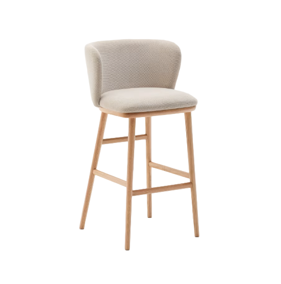 Tabouret tissu chenille et bois Ciselia