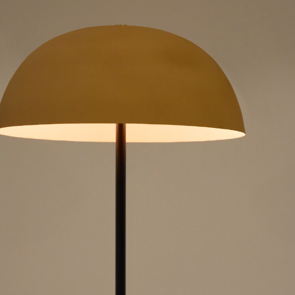 Lampadaire métal noir abat-jour effet terre cuite Nibla