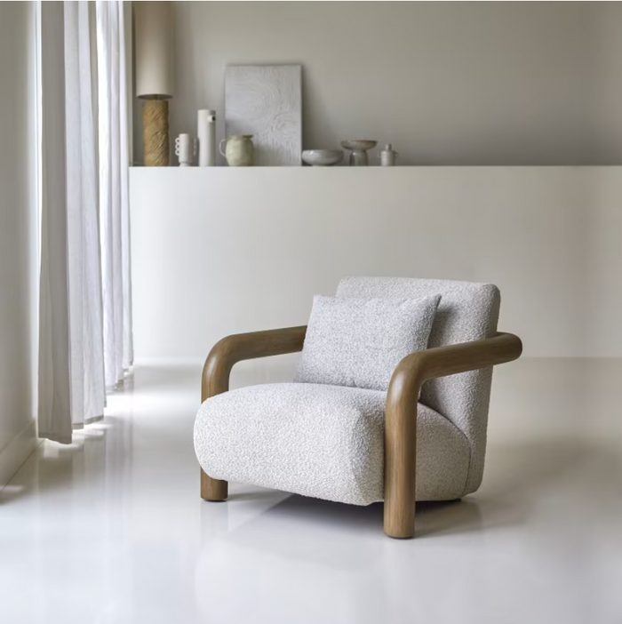 Fauteuil mindi massif tissu bouclette Nina - Tikamoon