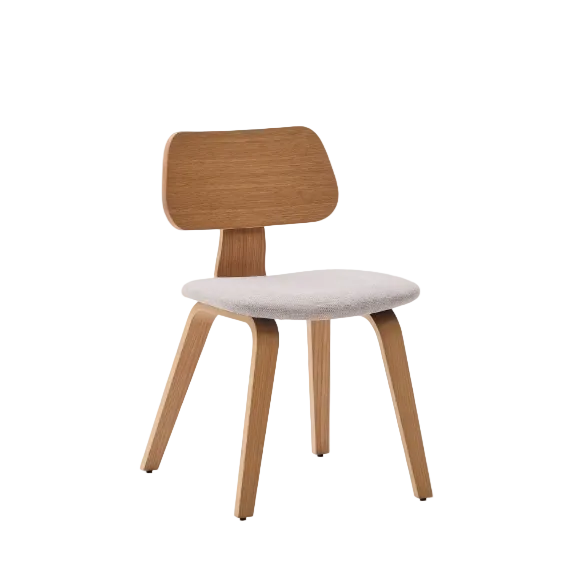 Chaise hévéa noyer et tissu Gennaro