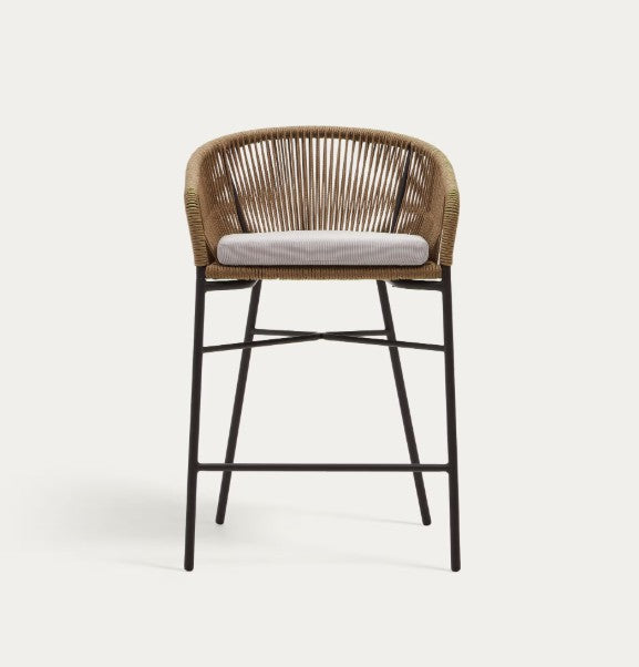 Tabouret d'extérieur résine tressée et bois Loma