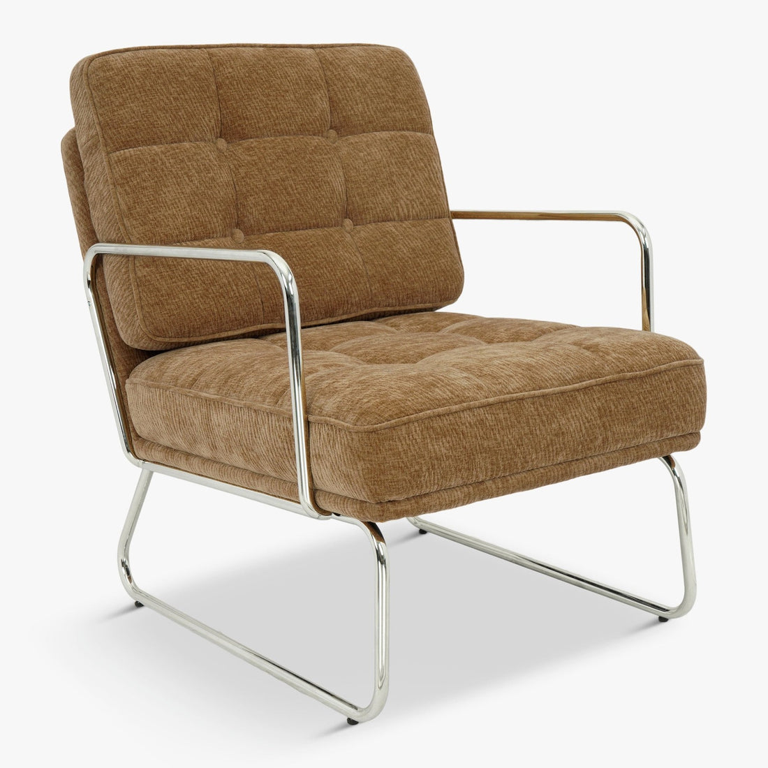 Fauteuil tissu crêpé acier chromé Aurore - NV GALLERY