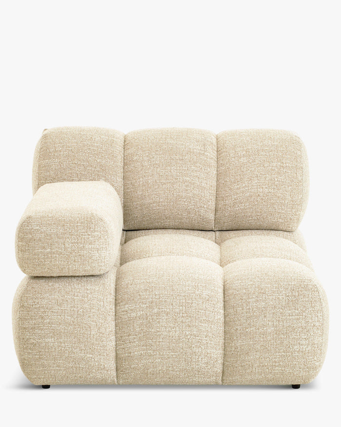 Modular armchair with interchangeable armrests, Waffle Tweed beige