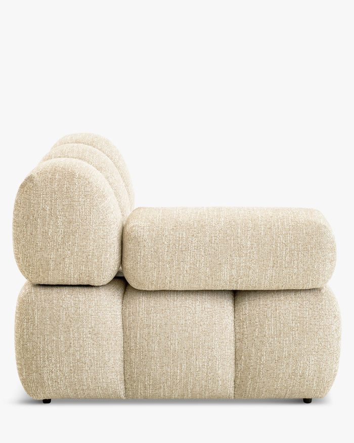 Modular armchair with interchangeable armrests, Waffle Tweed beige