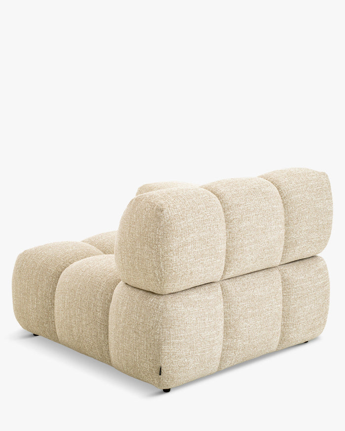 Modular armchair with interchangeable armrests, Waffle Tweed beige