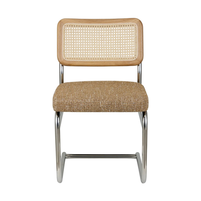Chaise Uberto Tweed Marron Ristretto métal chromé - NV GALLERY - vue face