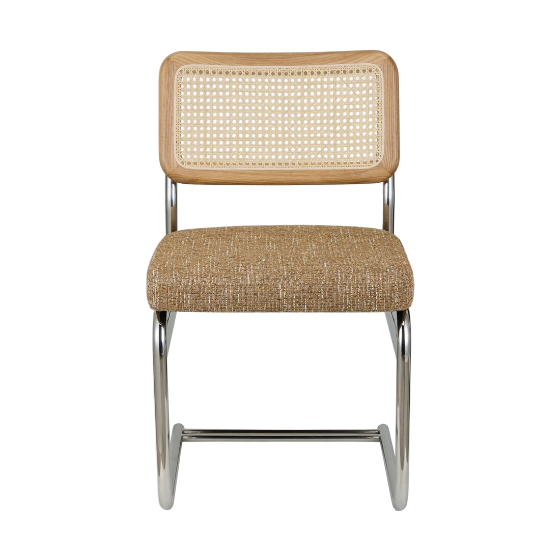 Chaise Uberto Tweed Marron Ristretto métal chromé - NV GALLERY - vue face