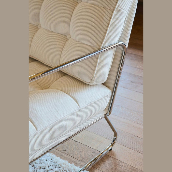 Fauteuil tissu crêpé acier chromé Aurore - NV GALLERY