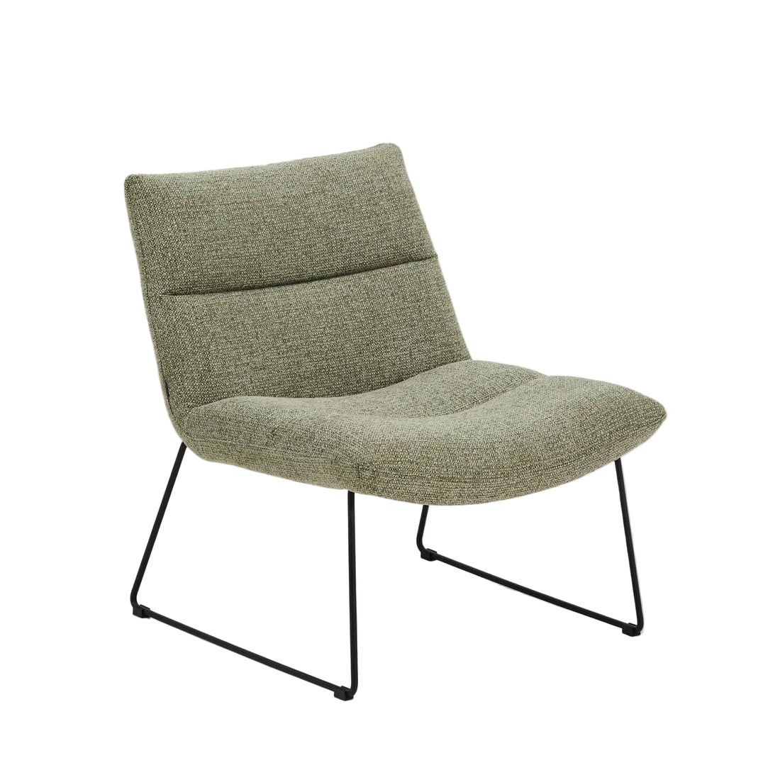 Fauteuil Aria vert chenille et pieds acier noir – vue détourée