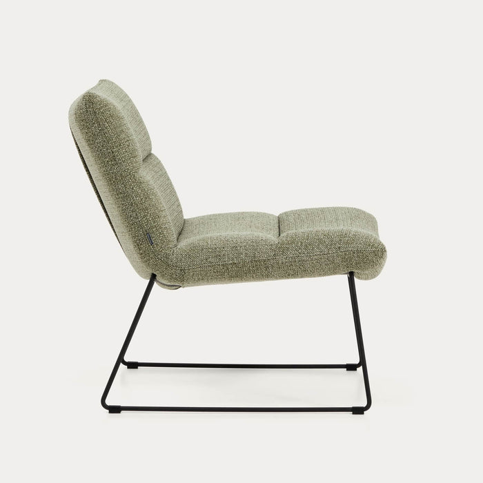 Fauteuil Aria vert chenille – vue de trois-quarts