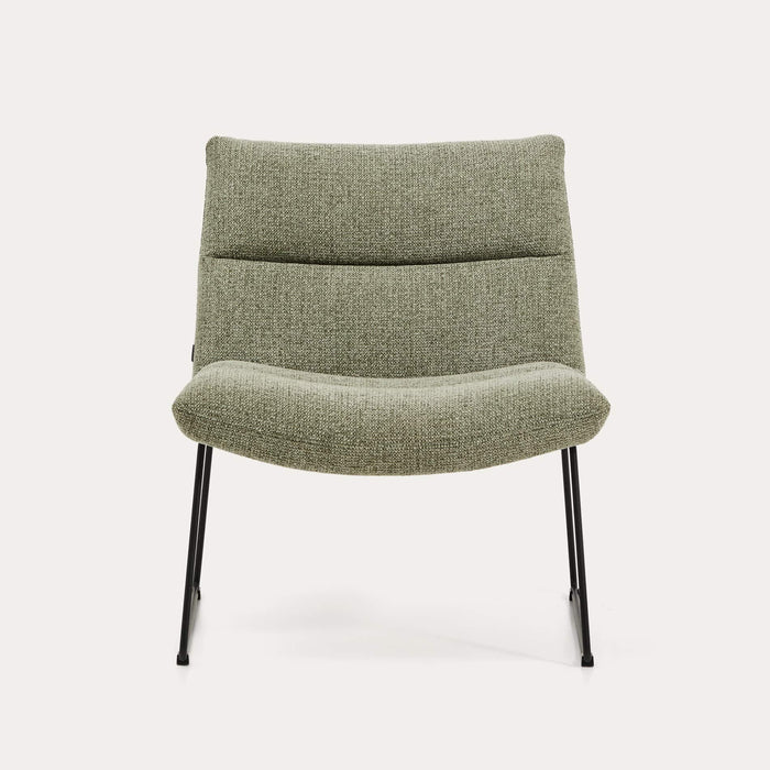 Fauteuil Aria vert chenille – vue de côté