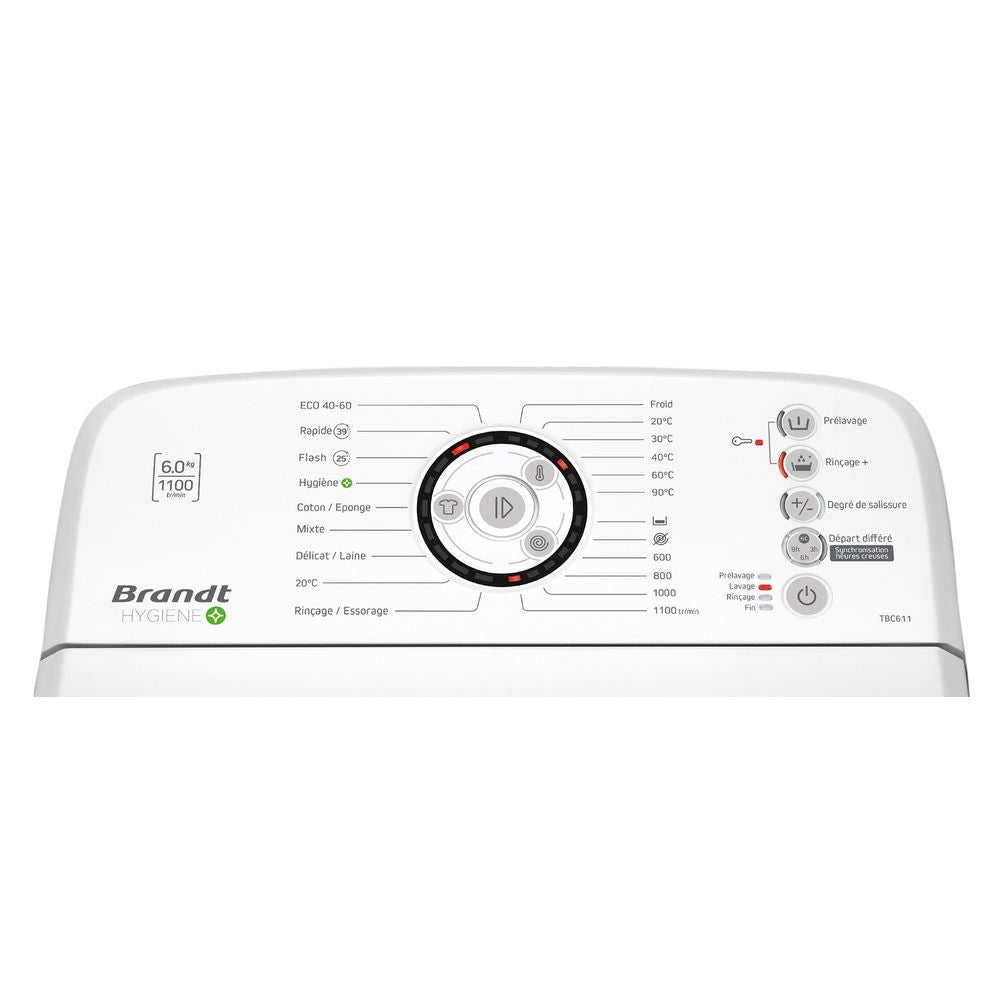 Lave-linge ouverture top 6 kg - Brandt