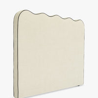 Tête de lit Atlante chenille beige – vue de trois quarts