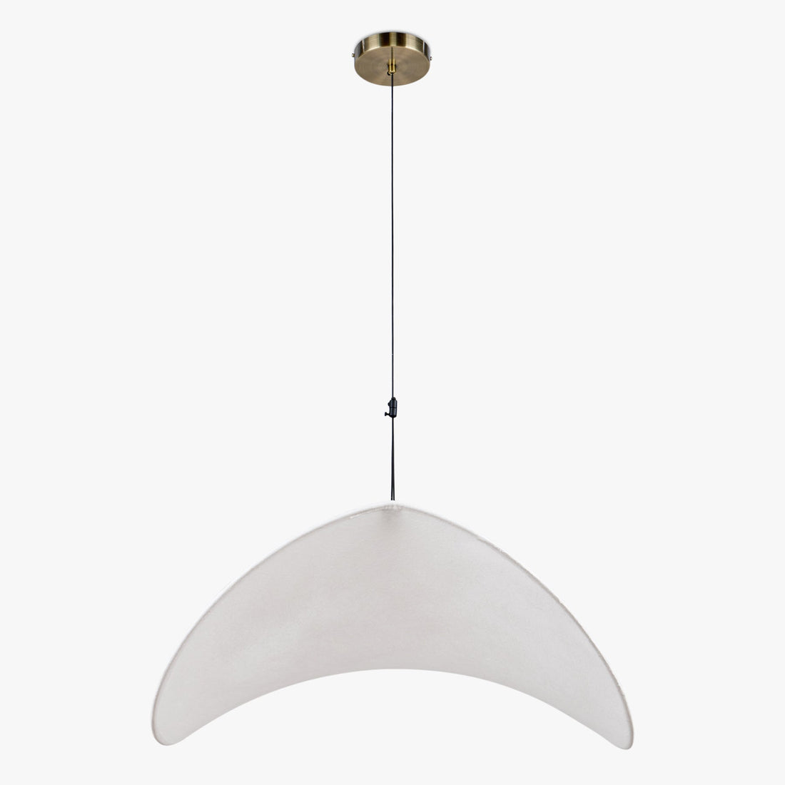 Suspension Fukui blanc et laiton brossé – détail du tissu tendu