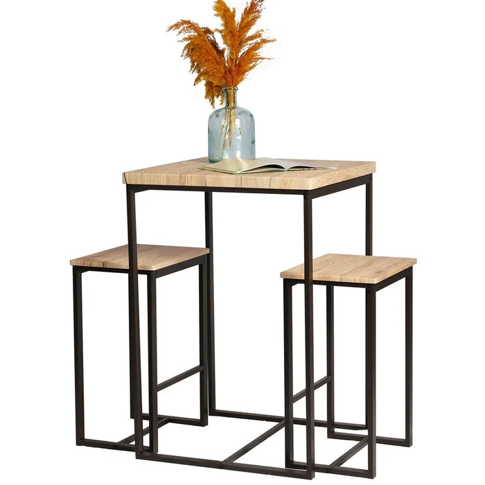 Table haute MDF métal avec 2 tabourets de bar Menilmontant