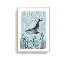 Affiche encadrée chêne Ocean Whale