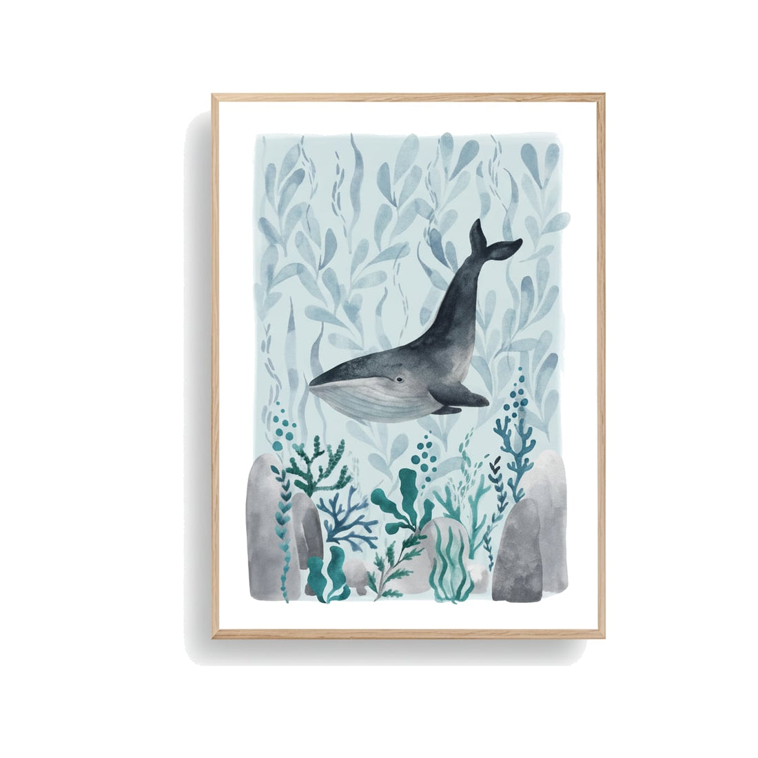 Affiche encadrée chêne Ocean Whale