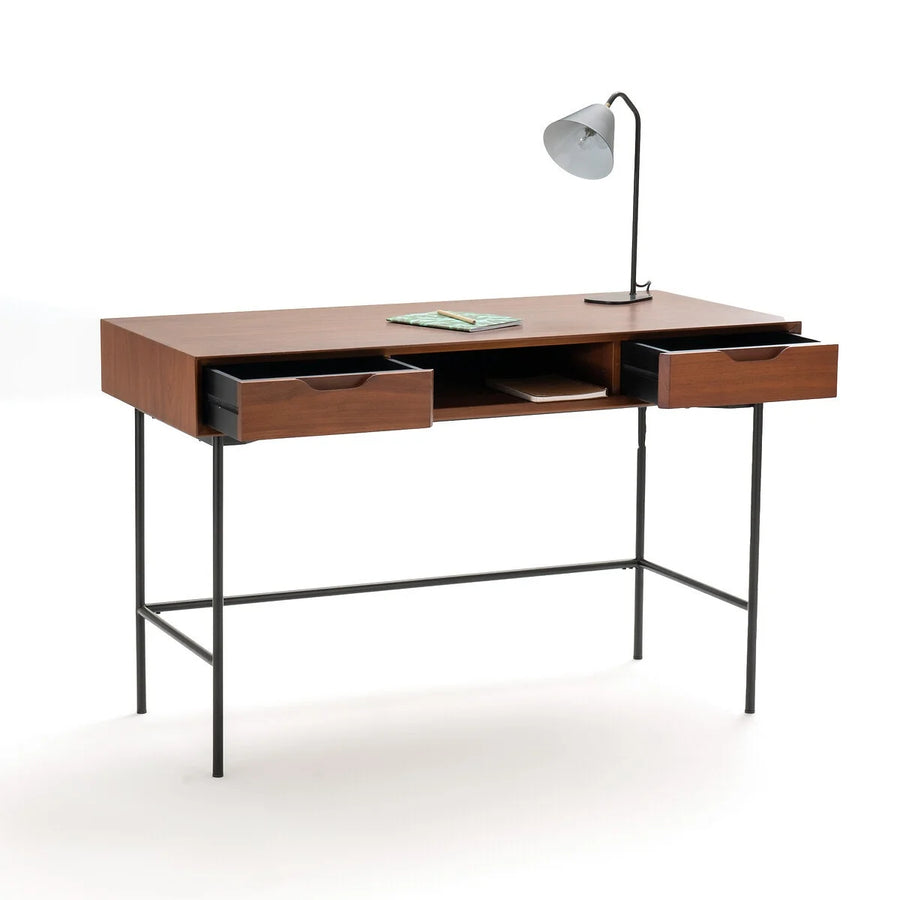 Bureau 2 tiroirs Noyeto Noyer