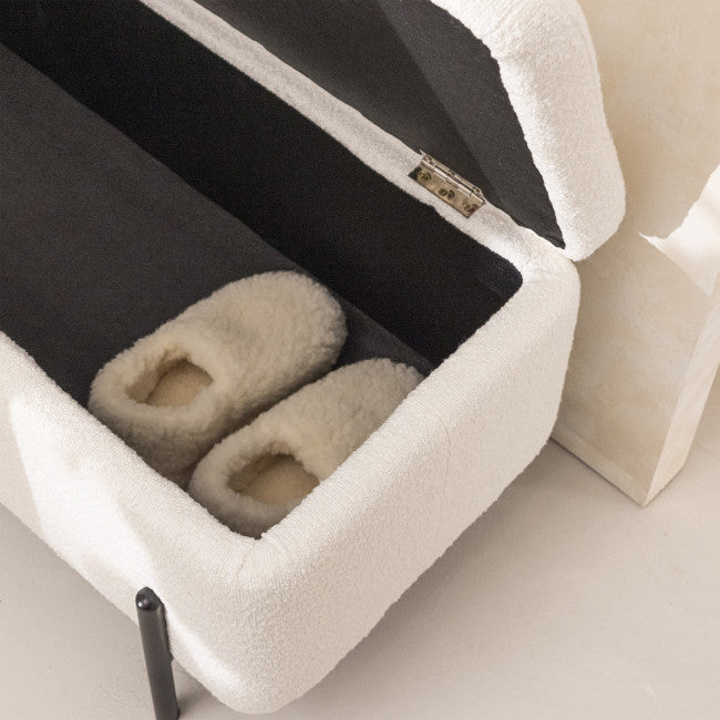 Banc bout de lit coffre tissu et métal Maury