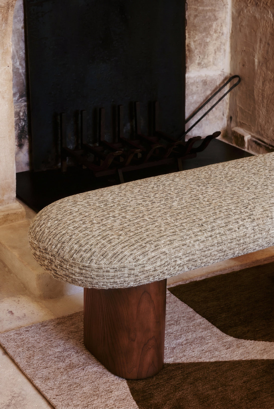 Banc Popa tweed vert - détail assise