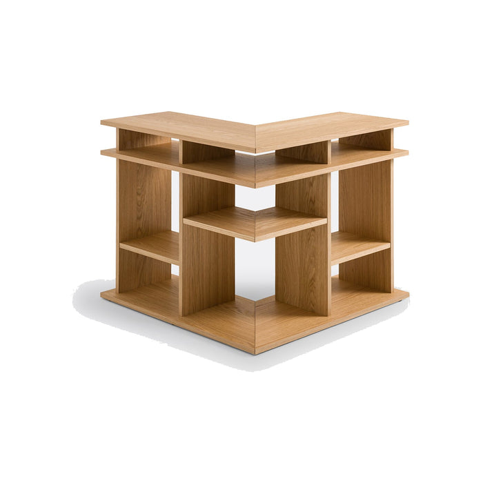 Bibliothèque d'angle Abalys chêne – vue de trois quarts