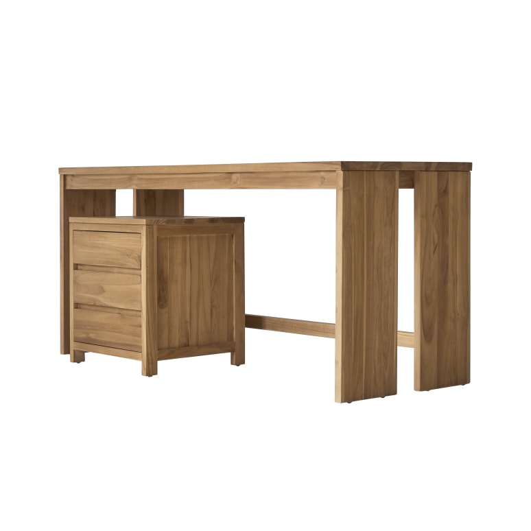 Bureau chêne massif avec caisson Eden - Tikamoon