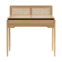Table de bureau Palio effet bois clair et cannage rotin – vue détourée