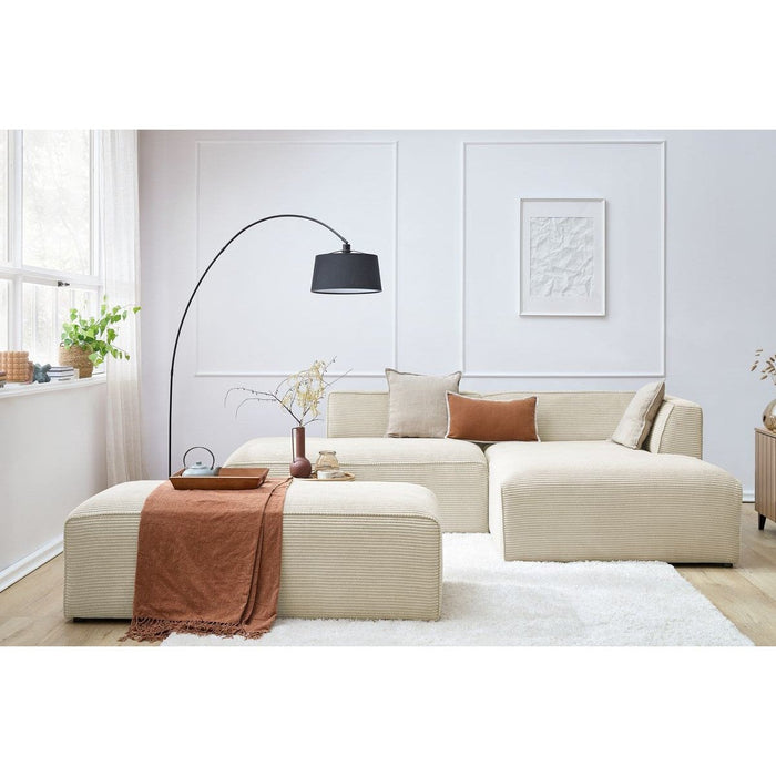 Canapé d'angle velours côtelé avec pouf Megève - Bobochic