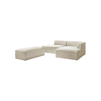 Canapé d'angle velours côtelé avec pouf Megève - Bobochic