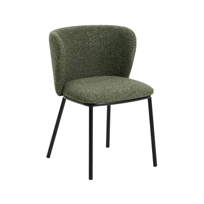 Chaise Avena vert foncé en chenille, vue de face