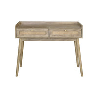 Console 2 tiroirs bois et rotin Palmo