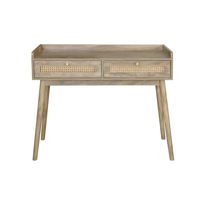 Console 2 tiroirs bois et rotin Palmo