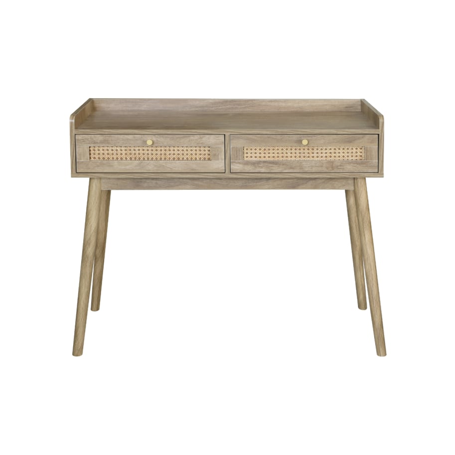 Console 2 tiroirs bois et rotin Palmo