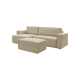Canapé convertible d'angle velours côtelé avec pouf Nihad - Bobochic