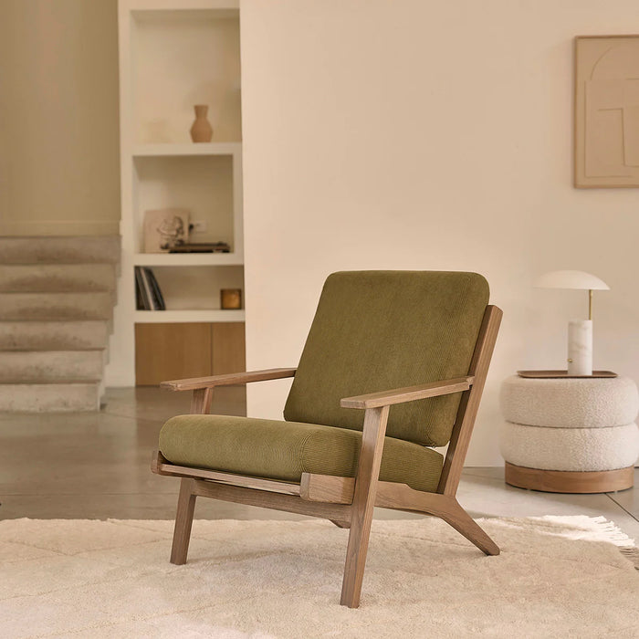Fauteuil mindi massif velours côtelé Achille - Berah Getah