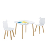 Ensemble table et 2 chaises enfant Niort, bois naturel et blanc – vue détourée