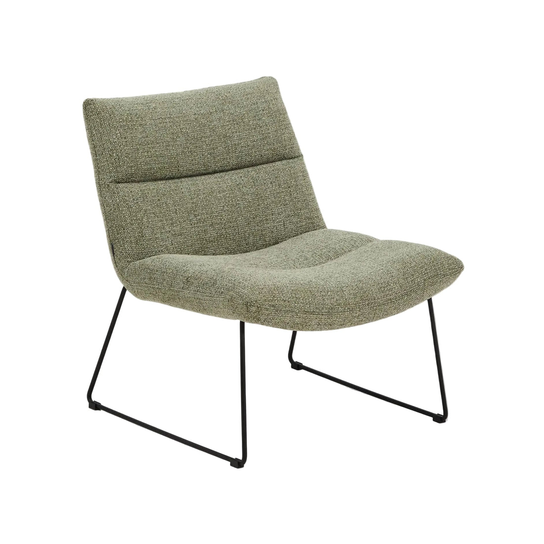 Fauteuil Aria vert chenille et pieds acier noir – vue détourée