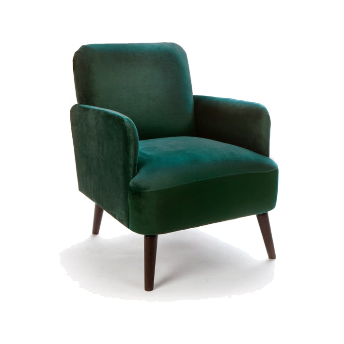 Fauteuil velours pieds bois Brooks