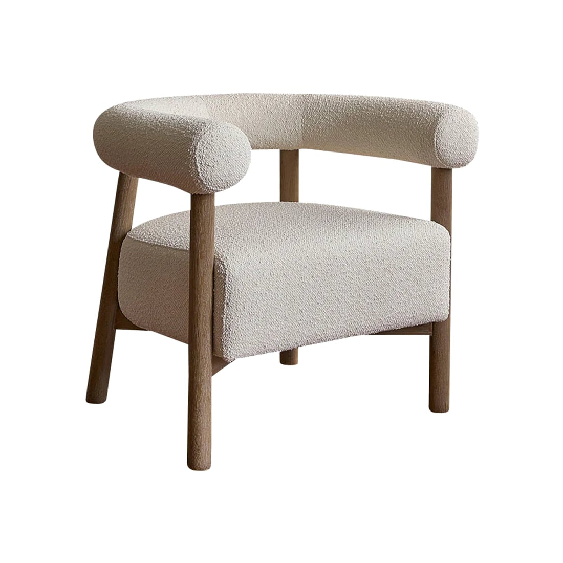 Fauteuil chêne et tissu bouclette Dune - Berah Getah