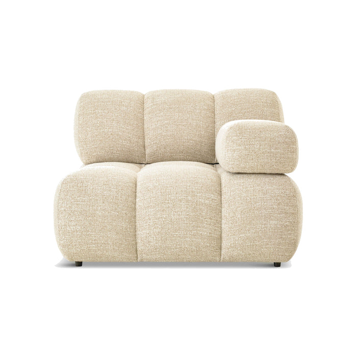 Modular armchair with interchangeable armrests, Waffle Tweed beige