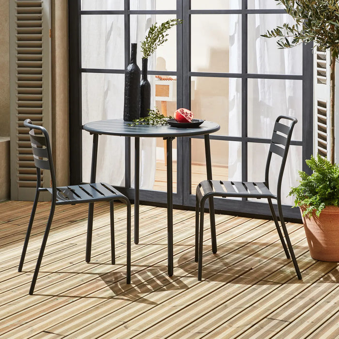 Table de jardin acier avec 2 chaises Honfleur