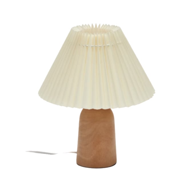 Lampe de table bois d'hévéa et tissu Benicarlo