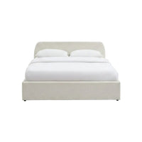 Lit coffre tissu chenille et bois Chanas