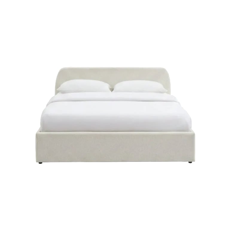Lit coffre tissu chenille et bois Chanas