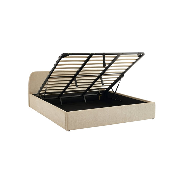Lit coffre chenille Beray – détail du tissu chenille beige